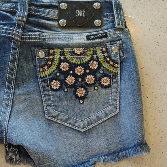 Miss Me Daisy Bling Jean Shorts Size 